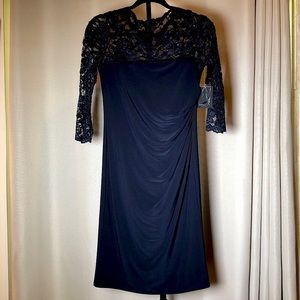 Marina- Navy Blue Sexy Tight Satin, Lace, Sequence